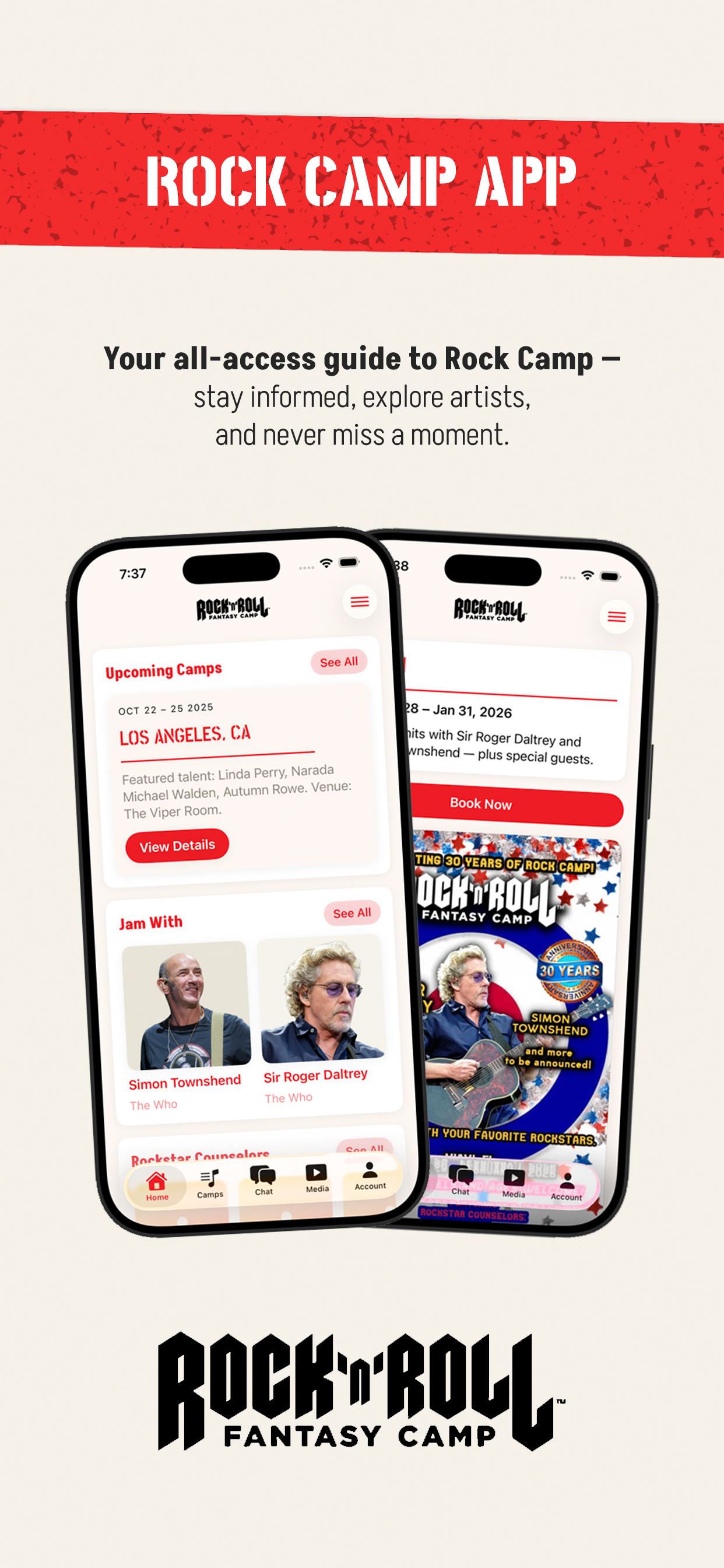 Rock and Roll Fantasy Camp official camper app